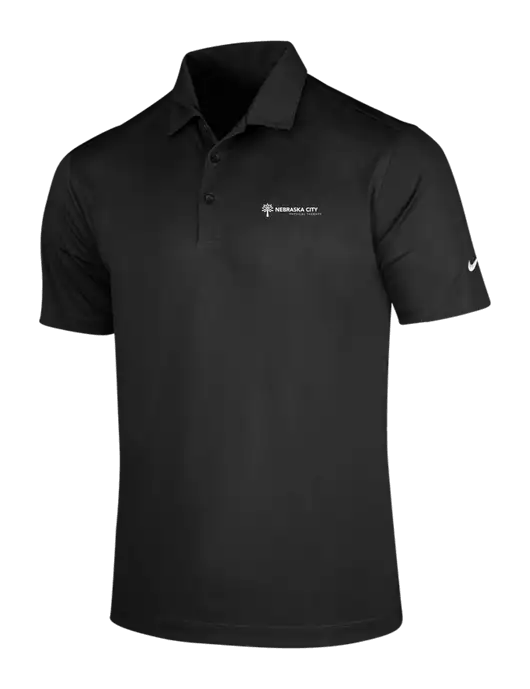 NIKE Black Dri-Fit Vertical Mesh Polo w/Nebraska City Logo