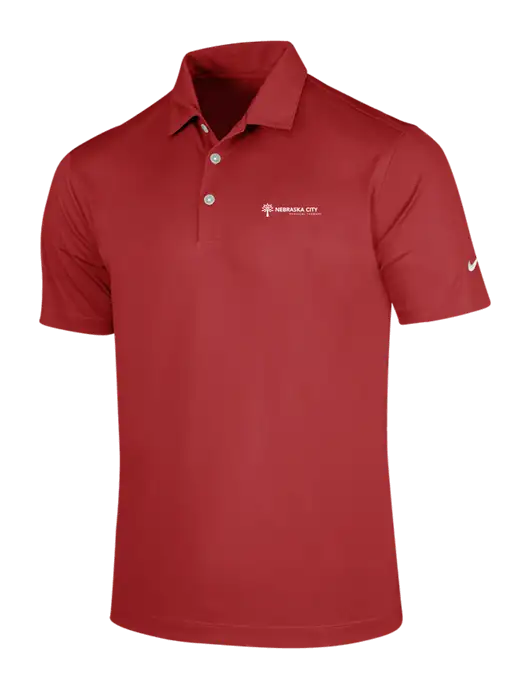 NIKE Red Dri-Fit Vertical Mesh Polo w/Nebraska City Logo