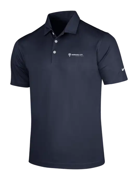 NIKE Dark Navy Dri-Fit Vertical Mesh Polo w/Nebraska City Logo