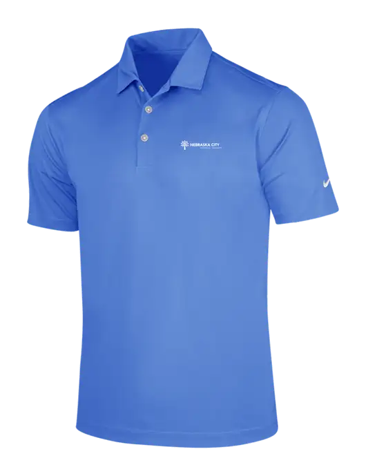 NIKE Light Royal Blue Dri-Fit Vertical Mesh Polo w/Nebraska City Logo