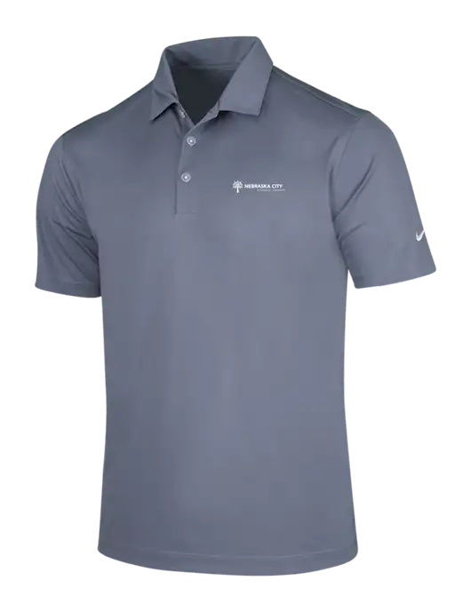 NIKE Medium Grey Dri-Fit Vertical Mesh Polo w/Nebraska City Logo