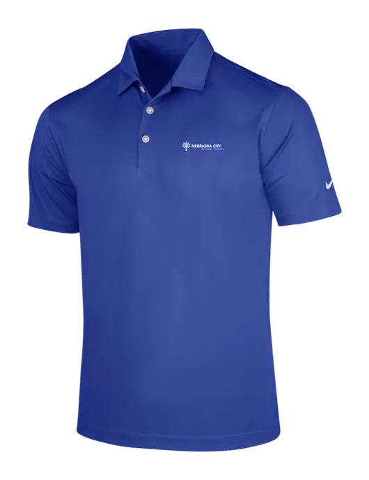NIKE Dark Royal Dri-Fit Vertical Mesh Polo w/Nebraska City Logo