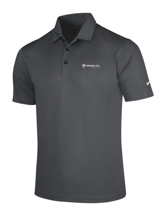 NIKE Dark Grey Dri-Fit Vertical Mesh Polo w/Nebraska City Logo