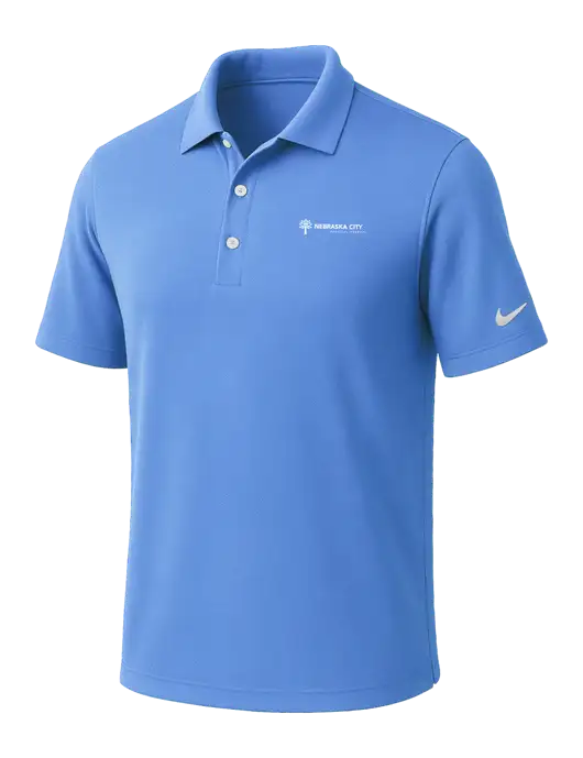 NIKE Carolina Blue Dri-Fit Micro Pique Polo w/Nebraska City Logo
