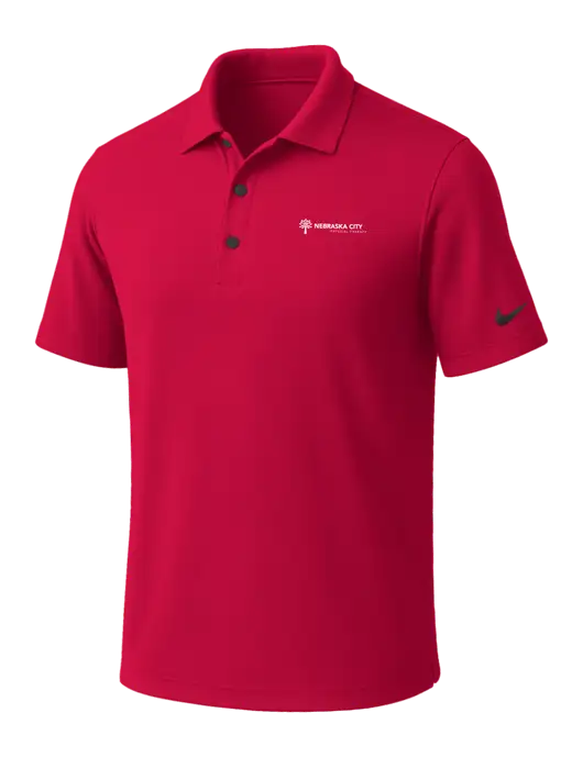 NIKE Red Dri-Fit Micro Pique Polo w/Nebraska City Logo