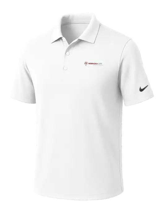 NIKE White Dri-Fit Micro Pique Polo w/Nebraska City Logo