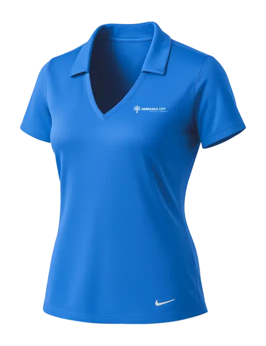 NIKE Carolina Blue Womens Dri-Fit Vertical Mesh Polo w/Nebraska City Logo