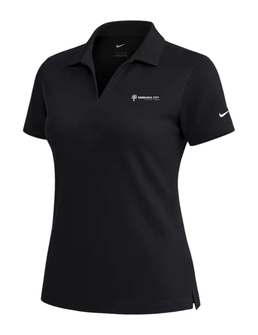 NIKE Black Womens Dri-Fit Micro Pique Polo w/Nebraska City Logo