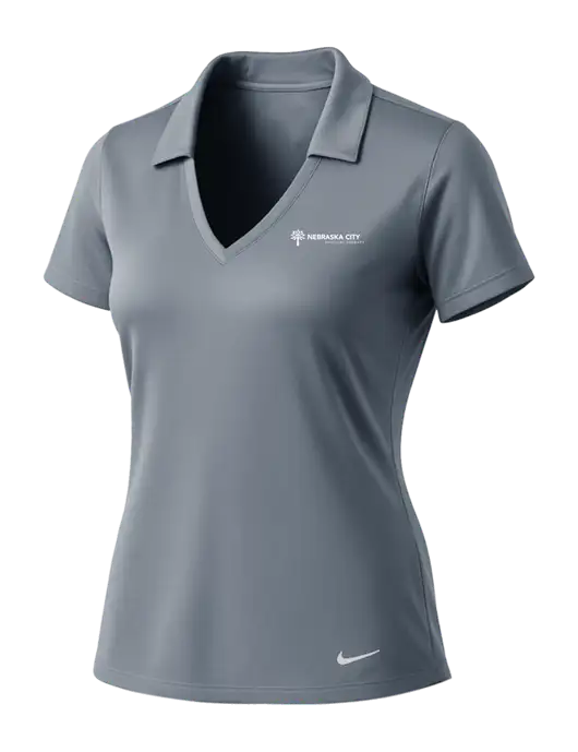 NIKE Medium Grey Womens Dri-Fit Vertical Mesh Polo w/Nebraska City Logo