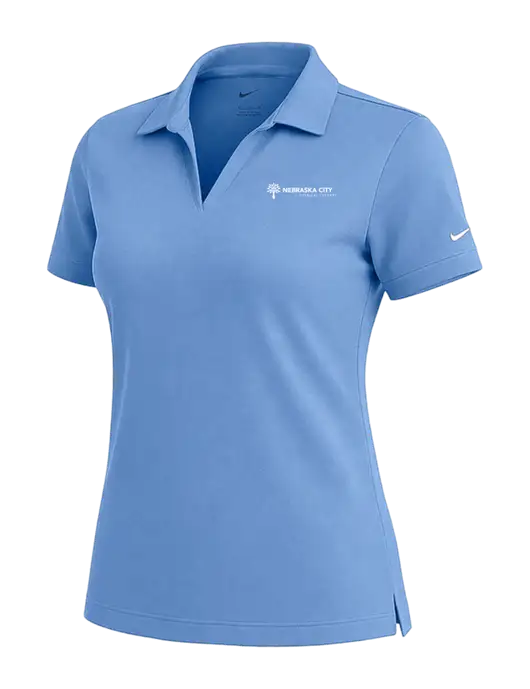 NIKE Carolina Blue Womens Dri-Fit Micro Pique Polo w/Nebraska City Logo