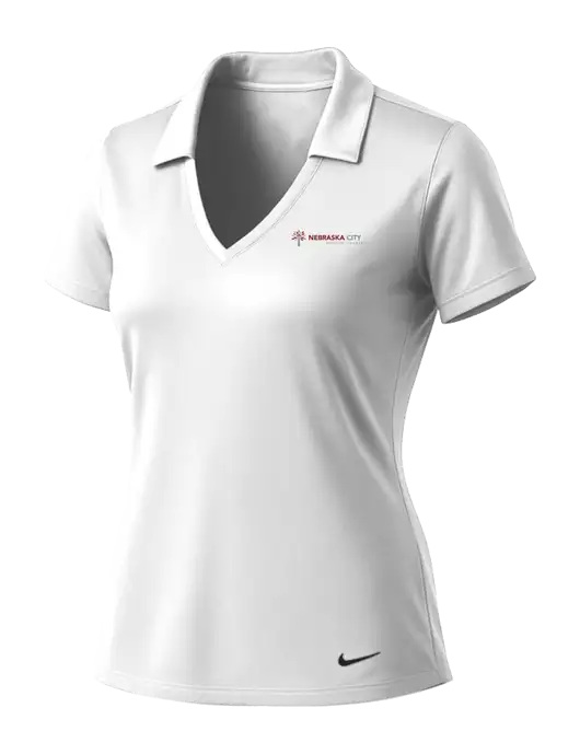 NIKE White Womens Dri-Fit Vertical Mesh Polo w/Nebraska City Logo