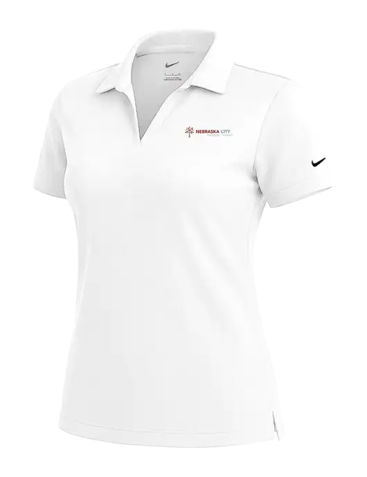 NIKE White Womens Dri-Fit Micro Pique Polo w/Nebraska City Logo