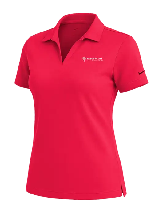 NIKE Red Womens Dri-Fit Micro Pique Polo w/Nebraska City Logo