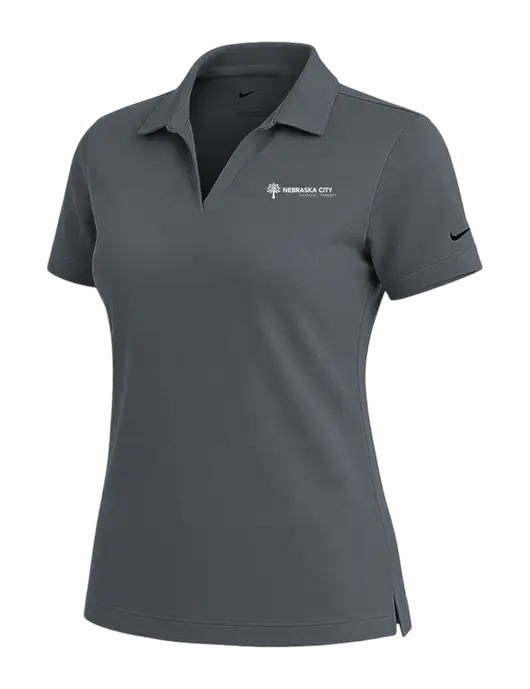 NIKE Dark Grey Womens Dri-Fit Micro Pique Polo w/Nebraska City Logo