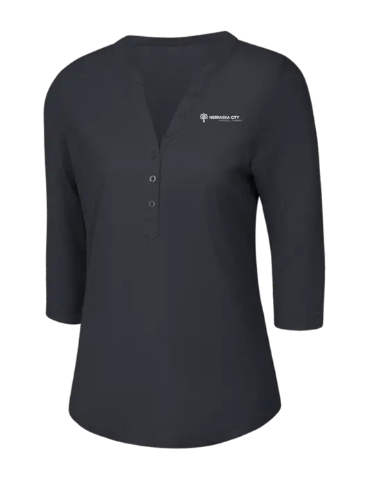 OGIO Charcoal Grey Jewel Henley w/Nebraska City Logo
