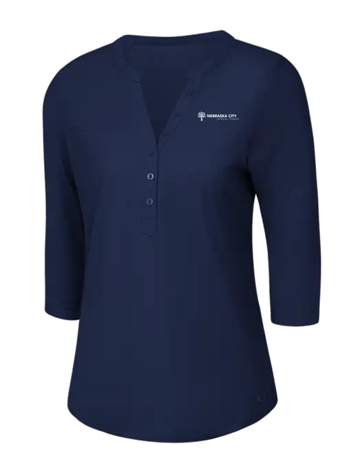 OGIO Navy Jewel Henley w/Nebraska City Logo
