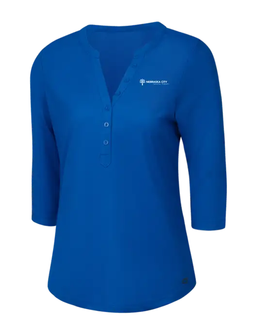 OGIO Royal Blue Jewel Henley w/Nebraska City Logo