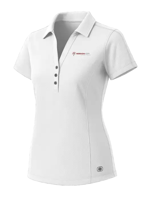 OGIO Womens White ONYX Polo w/Nebraska City Logo