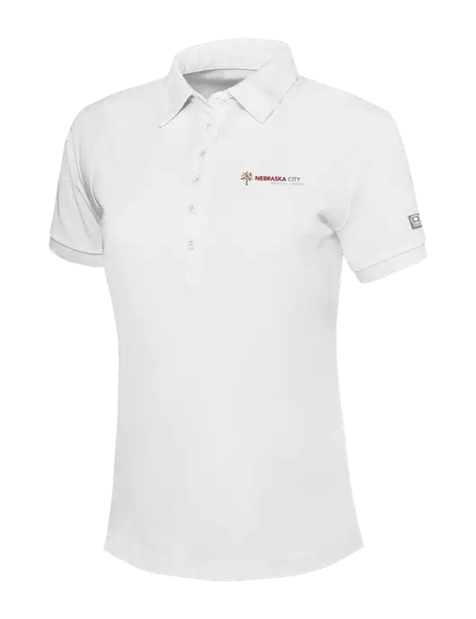 OGIO Womens Bright White Jewel Polo w/Nebraska City Logo