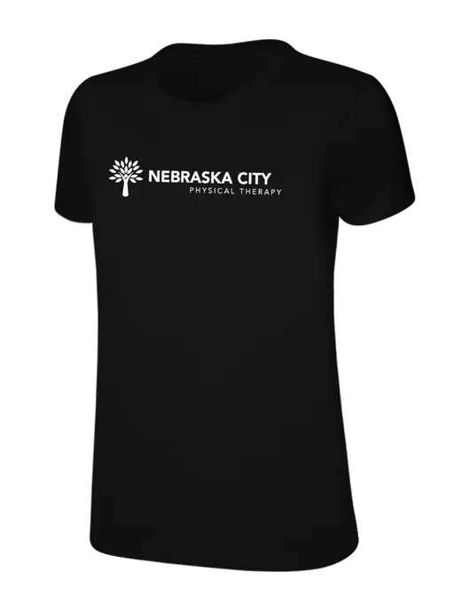 Womens Ring Spun Jet Black 4.5 oz T-Shirt w/Nebraska City Logo
