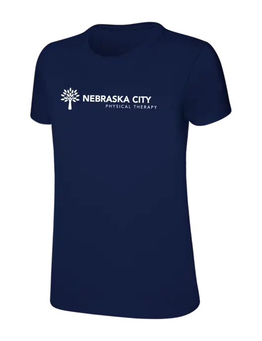 Womens Ring Spun Navy 4.5 oz T-Shirt w/Nebraska City Logo