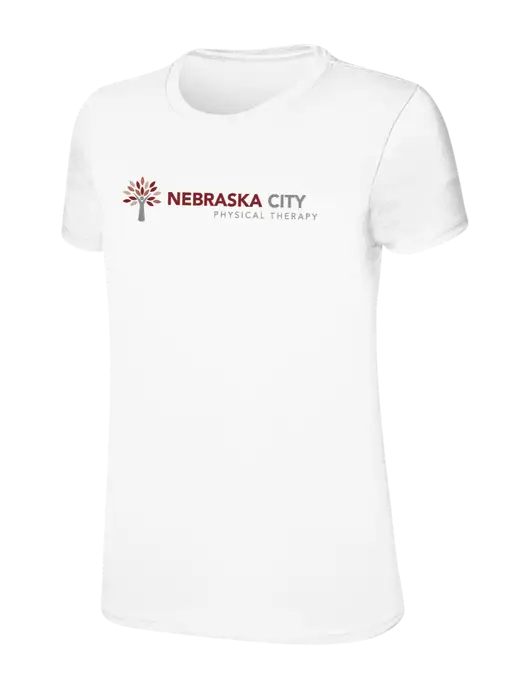 Womens Ring Spun White 4.5 oz T-Shirt w/Nebraska City Logo