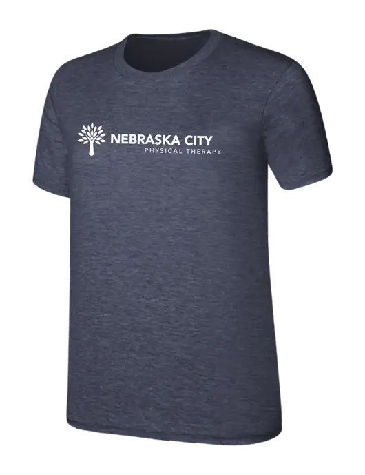 Womens Ring Spun Heather Navy 4.5 oz T-Shirt w/Nebraska City Logo