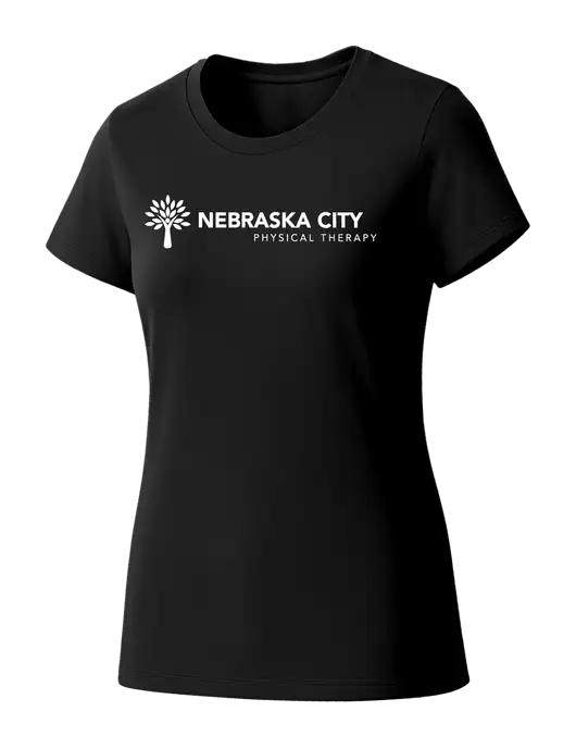 Womens Seriously Soft Black T-Shirt w/Nebraska City Logo