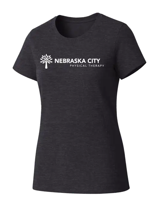 Womens Seriously Soft Heathered Charcoal T-Shirt w/Nebraska City Logo