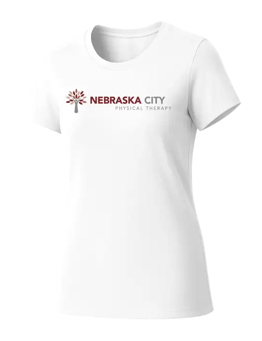 Womens Seriously Soft White T-Shirt w/Nebraska City Logo