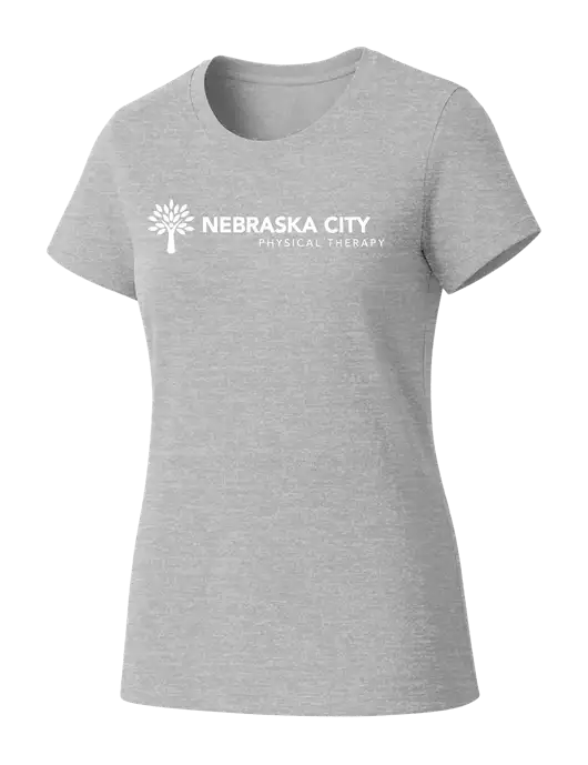 Womens Seriously Soft Light Heathered Grey T-Shirt w/Nebraska City Logo