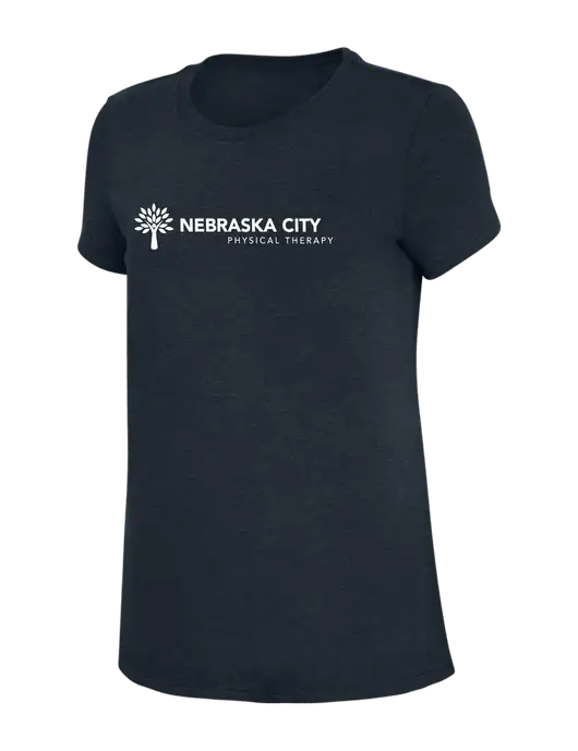 Womens Simply Soft Navy 4.5oz Poly/Combed Ring Spun Cotton T-Shirt w/Nebraska City Logo