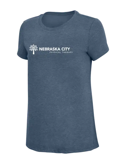 Womens Simply Soft Navy Frost 4.5oz  Poly/Combed Ring Spun Cotton T-Shirt w/Nebraska City Logo