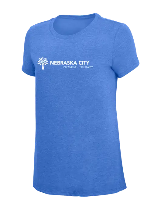 Womens Simply Soft Royal Frost 4.5oz  Poly/Combed Ring Spun Cotton T-Shirt w/Nebraska City Logo