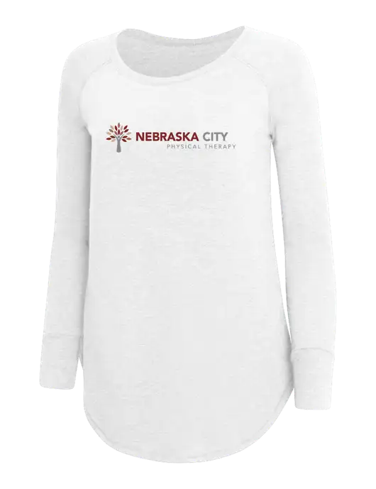Womens Perfect Wide Collar Tunic Tri-Blend White 4.5 oz T-Shirt w/Nebraska City Logo