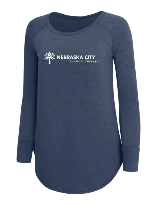 Womens Perfect Wide Collar Tunic Tri-Blend Navy Frost 4.5 oz T-Shirt w/Nebraska City Logo