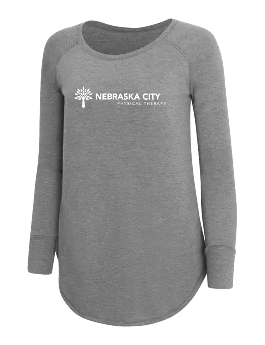 Womens Perfect Wide Collar Tunic Tri-Blend Grey Frost 4.5 oz T-Shirt w/Nebraska City Logo