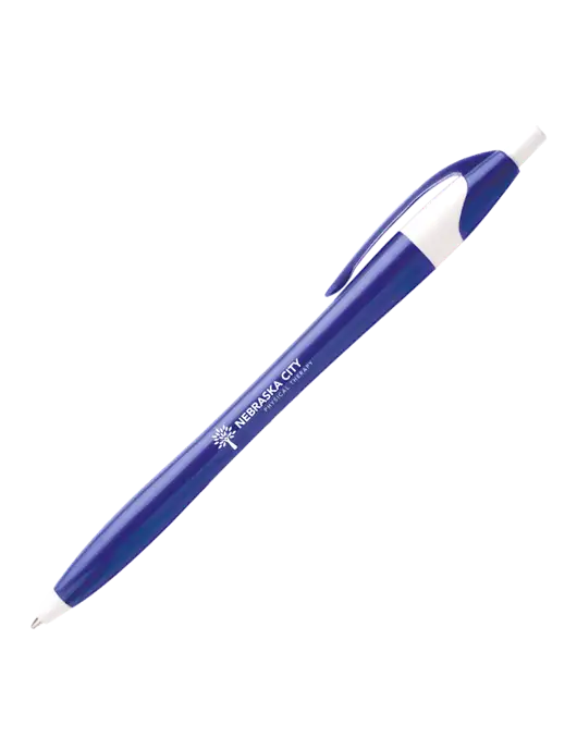 Novella Royal/White Executive Pen - Blue Ink w/Nebraska City Logo