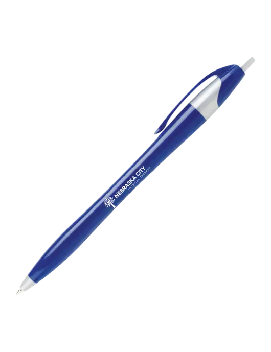 Novella Navy/Silver Corporate Pen- Blue Ink w/Nebraska City Logo