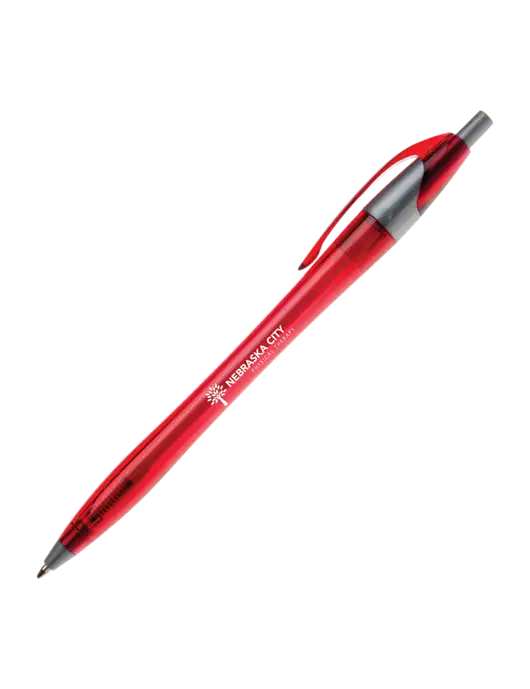 Novella Translucent Red/Silver Jewel Pen - Blue Ink w/Nebraska City Logo