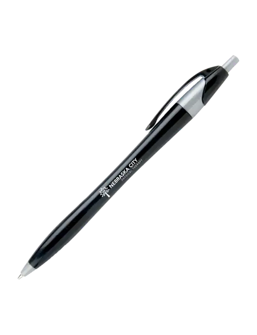 Novella Black/Silver Corporate Pen - Blue Ink w/Nebraska City Logo