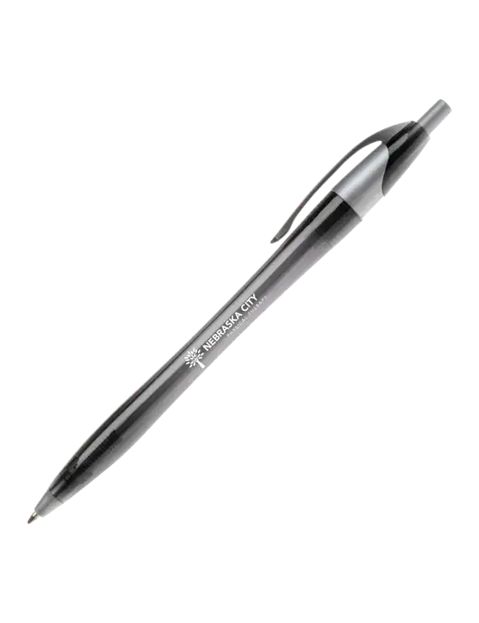 Novella Translucent Black/Silver Jewel Pen - Blue Ink w/Nebraska City Logo