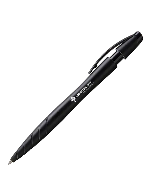 Awali Black Metallic Pen - Black Ink w/Nebraska City Logo