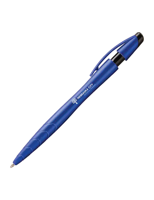 Awali Blue Metallic Pen - Black Ink w/Nebraska City Logo