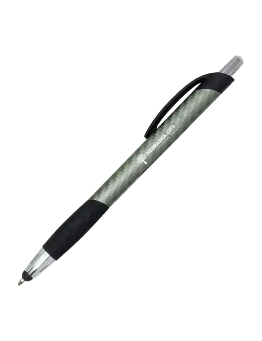 Sunray Gunmetal Stylus Pen w/Nebraska City Logo