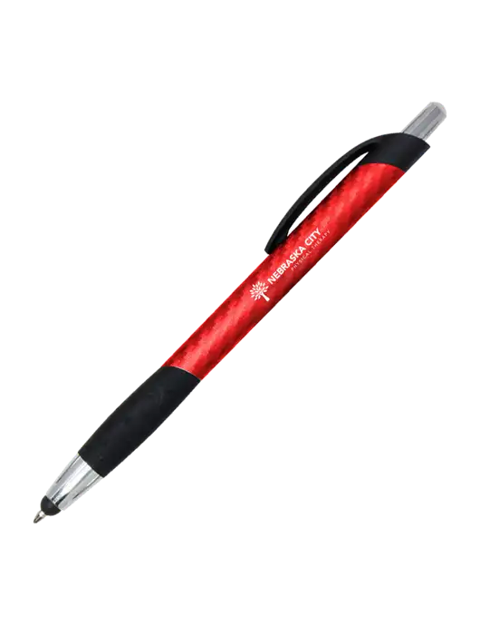 Sunray Red Stylus Pen - Black Ink w/Nebraska City Logo