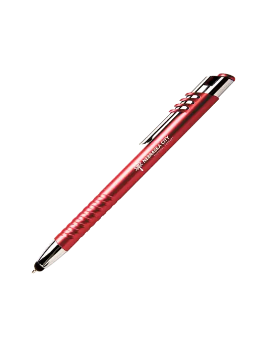 Schirhart Red Stylus Pen - Blue Ink w/Nebraska City Logo