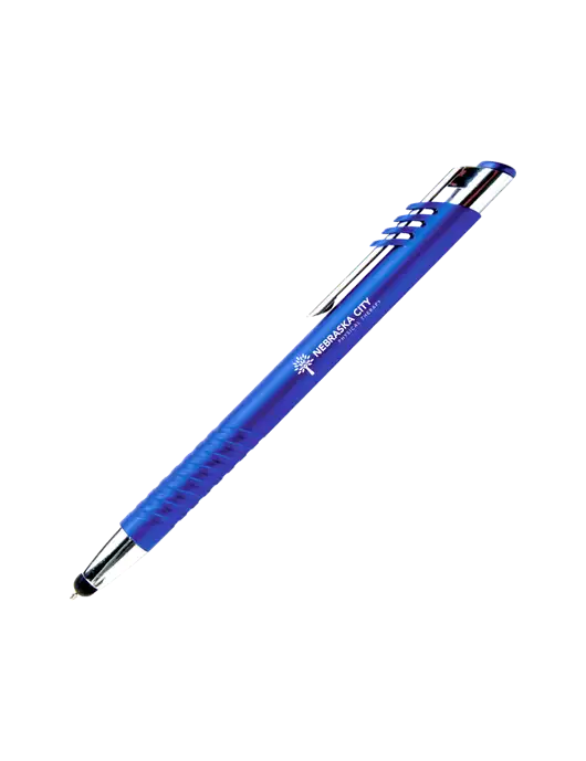 Schirhart Blue Stylus Pen - Blue Ink w/Nebraska City Logo