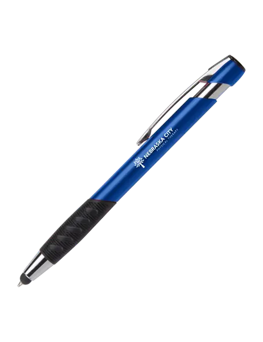 Alize Blue Stylus Black Ink Pen w/Nebraska City Logo