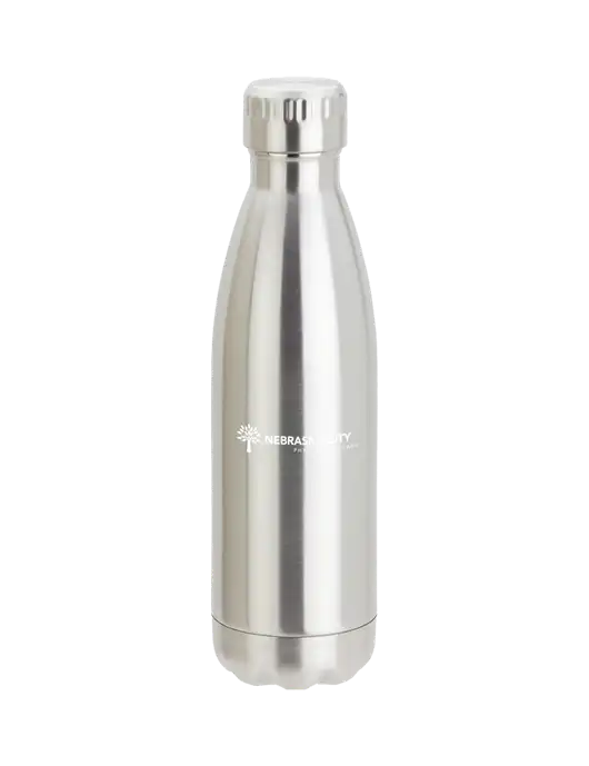 City Go Silver 17 oz Insulated Bottle w/Nebraska City Logo